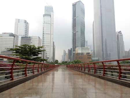 business district in rain viewのeditorial素材