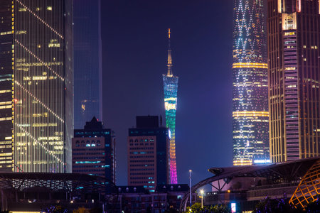 night view of modern buildings in Guangzhou