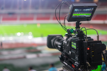 video camera recording in a football gameのeditorial素材