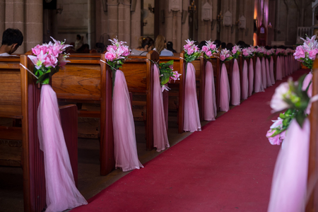 wedding decoration in the churchのeditorial素材