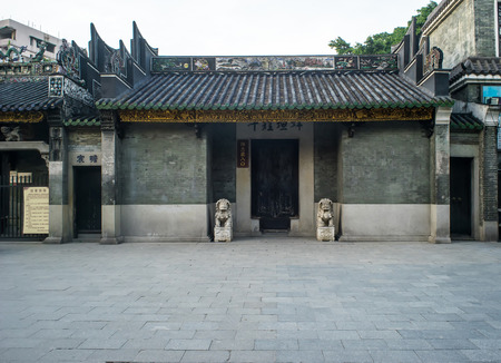GUANGZHOU, CHINA-Oct. 18, 2015: View of Renwei Temple. Renwei Temple was built in 1052, which is famous for its decorations, such as wood carving, stone carving and brick carving.のeditorial素材