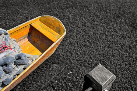 fishing boat on the lakeの写真素材