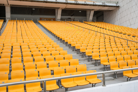 yellow seat in stadiumのeditorial素材