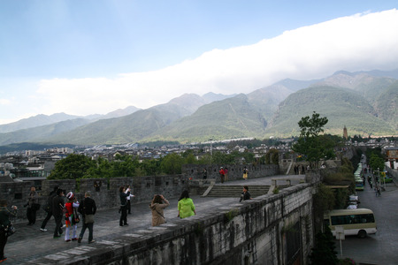 city wall of Dali ancient cityのeditorial素材