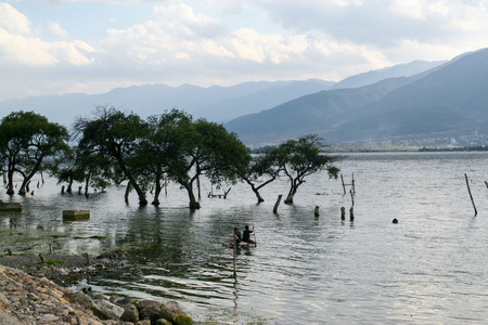 boys on the raftの写真素材