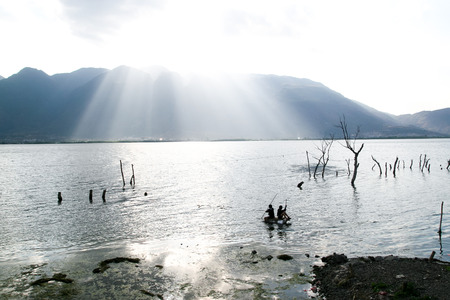 boys on the raftの写真素材