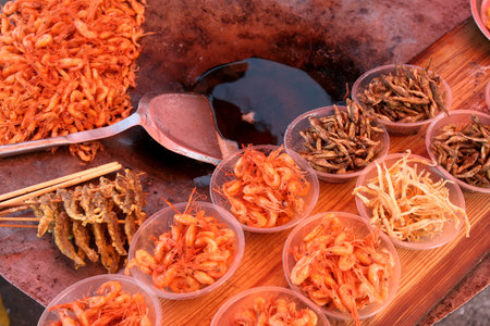 fried shrimp snack foodの写真素材