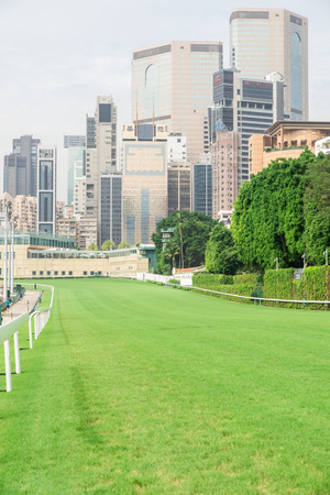 racecourse and city building view in Hong Kongのeditorial素材