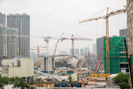 Dec. 3, 2016-Hong Kong: Construction site by the sea.のeditorial素材