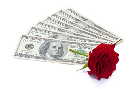 Dollars and roseの写真素材