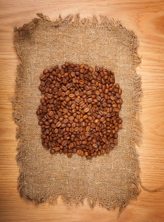 Ð¡offee beans  on textured brown sack  Ð¡loseupの写真素材