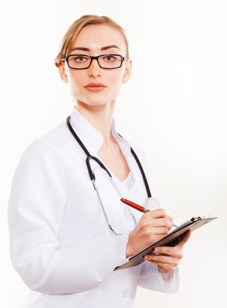 Portrait of a beautiful female doctor with a stethoscope の写真素材