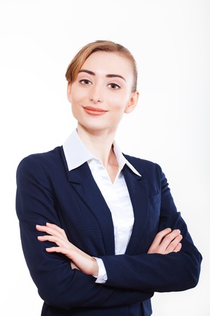 Cute business woman smiling for your advertisementの写真素材