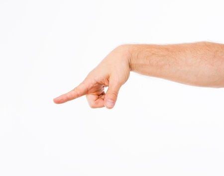 men s hand shows the directionの写真素材