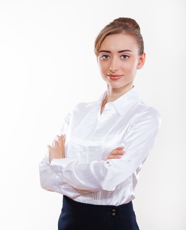 Cute business woman smiling for your advertisementの写真素材