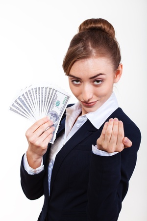 Woman holding money  Concept of moneyの写真素材