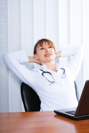 Portrait of happy woman doctorの写真素材