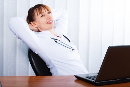 Portrait of happy woman doctorの写真素材