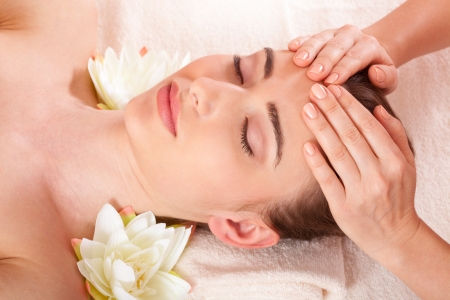 Beautiful woman relax in spaの写真素材
