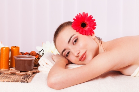  beautiful woman relax in spa の写真素材