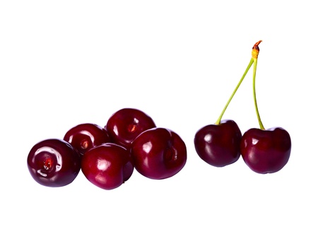 perfect sweet cherries isolated の写真素材