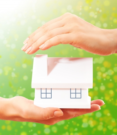 The house in human hands の写真素材