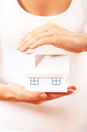 The house in human hands の写真素材