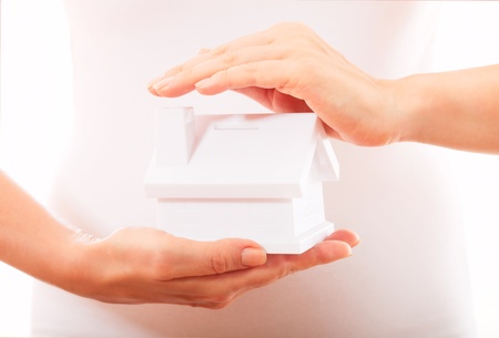 The house in human hands の写真素材