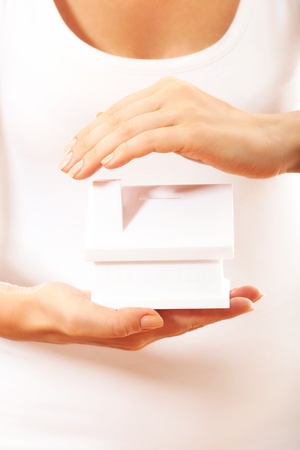 The house in human hands の写真素材
