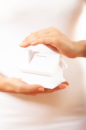 The house in human hands の写真素材