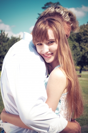 Portrait Young couple in love outdoorの写真素材