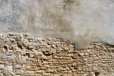 close up texture of old stone wallの写真素材
