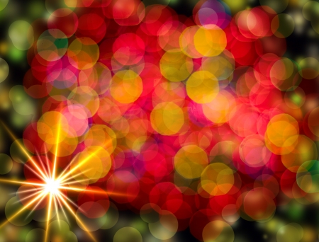 Multi-colored glowing background  Christmas card  Abstract background with bokeh defocused lights and starsの写真素材