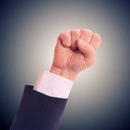 Business man with empty hand in  fistの写真素材