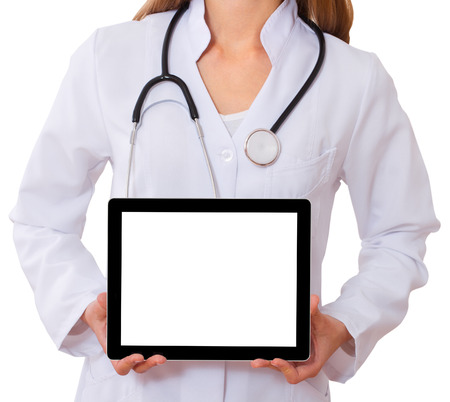 doctor working with tablet  isolated の写真素材