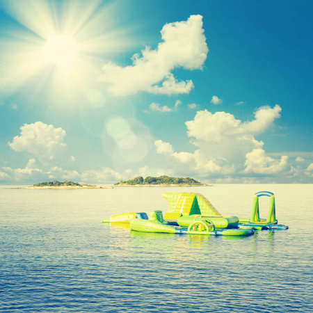 Sunny sky over the sea, beach. Concept for rest, relaxation, holidays, spa, resort.の写真素材
