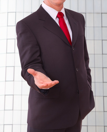 Portrait of smart business man offer handshakeの写真素材