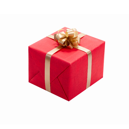 Christmas presents. Gift boxes with ribbons isolatedの写真素材