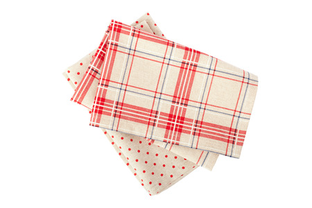 Stack of colorful dish towels isolated on whiteの写真素材