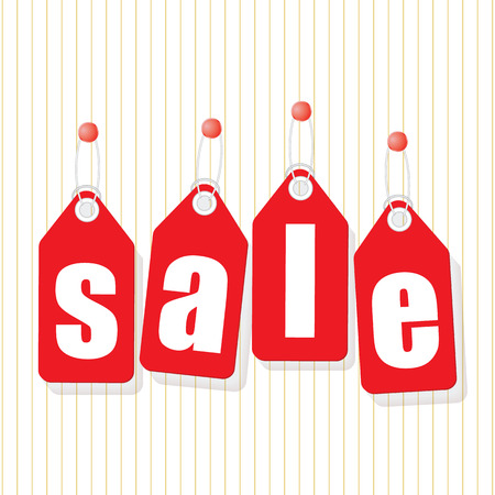 SALE poster labels with white letters on red backgroundのイラスト素材