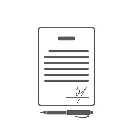 Business contract with signature. Agreement, pact, accord, convention symbol. Flat Vector illustrationの写真素材