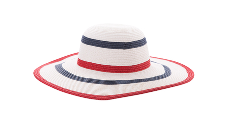 Pretty straw hat isolated on white background, Brown straw hat on white.の写真素材