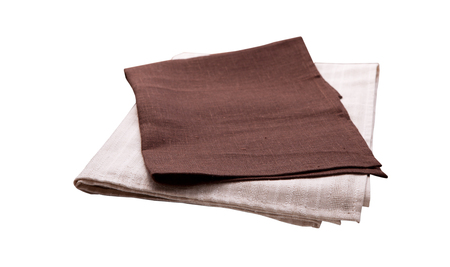 White kitchen towel isolated on white. Mock up for design. Top view.の写真素材