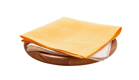 Pizza board, with napkin isolated. Top view mockupの写真素材