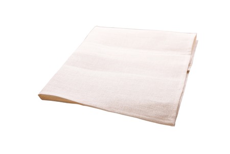 White kitchen towel isolated on white. Top view.の写真素材