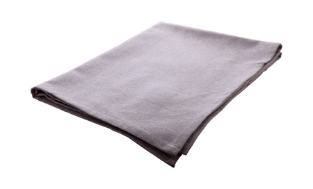 Napkin isolated on white. Multi-colored linen napkins for restaurant. Mock up for design. Top view.の写真素材