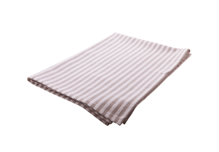 Napkin isolated on white. Multi-colored linen napkins for restaurant. Mock up for design. Top view.の写真素材