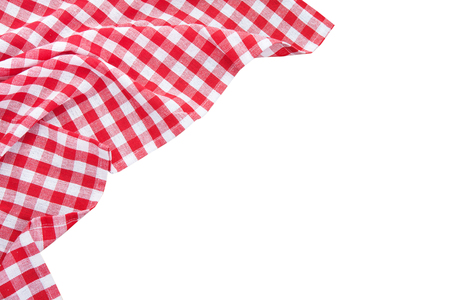 Red table cloth isolated. Top view mockup.の写真素材