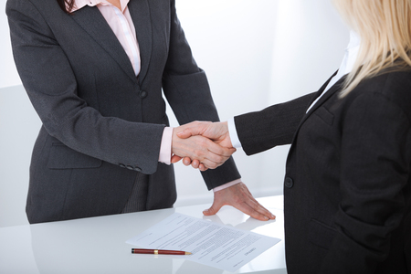 Business handshake. Two business women shake hands with each other to sign a successful dealの写真素材