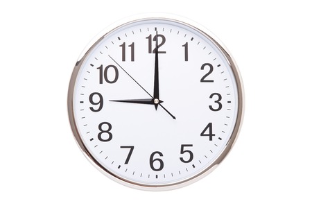 Time punctual second minute hour. Large wall clock on white background.の写真素材